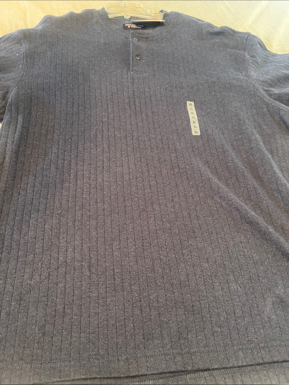 Roundtree & Yorke Dark Navy Ribbed Henley Shirt